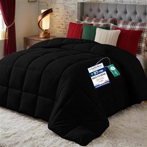 Utopia Bedding Piumone Una Piazza e Mezza - Trapunta 100% Microfibra in Fibra Cava - (Nero, 200 x 200 cm 370 gsm)