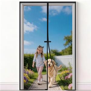 NOZIT DOOR Zanzariera Magnetica 180x240 cm, Zanzariera Porta Finestra Tenda Nero, Zanzariere Magnetiche Balcone, Anti Zanzare Insetti, Chiusura Magnetica Automatica, Protezione completa per vita domestica