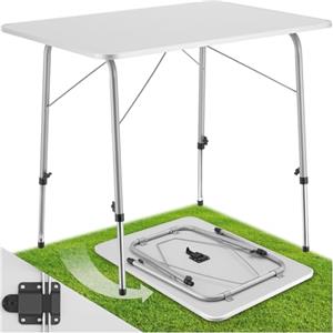 tectake® Tavolo da Campeggio Pieghevole, Tavolo Salvaspazio, Tavolo da Giardino Regolabile in Altezza, Tavolino Portatile, Resistente alle Intemperie, 80 x 60 x 68 cm - Grigio