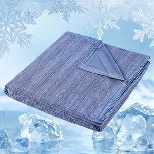 OMERAI Coperta Refrigerante 2 Lati, 130X150CM Coperta Rinfrescante Letto per l'estate Q-Max>0.45 Super Morbido Traspirante Cooling Blanket Blu