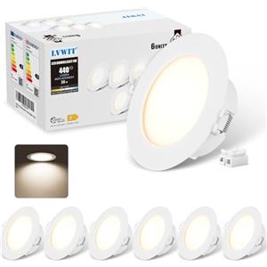 LVWIT Faretti LED da Incasso per Cartongesso, Faretti da Incasso 4W, 440 Lumen, Faretti Incasso Cartongesso Luce Naturale 4000K, Faretto LED Incasso AC 220-240V, Diametro Foro Ø70-80mm, Set di 6