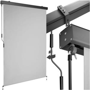 tectake® tenda da sole verticale a rullo, con manovella, protezione UV, impermeabile, resistente al vento, frangivista balcone, terrazzo, fissaggio a parete, privacy - Grigio Chiaro, 120 x 250 cm