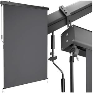 tectake® tenda da sole verticale a rullo, con manovella, protezione UV, impermeabile, resistente al vento, frangivista balcone, terrazzo, fissaggio a parete, privacy - Nero, 120 x 250 cm