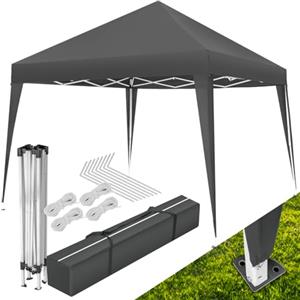 tectake® Gazebo da Giardino Regolabile, Padiglione Gazebo da Esterno Resistente con Telaio in Acciaio, Idrorepellente, Resistente ai Raggi UV, 300 x 300 x 255 cm - Grigio