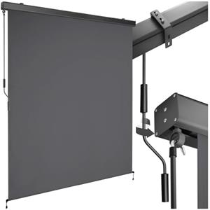 tectake® tenda da sole verticale a rullo, con manovella, protezione UV, impermeabile, resistente al vento, frangivista balcone, terrazzo, fissaggio a parete, privacy - Nero, 160 x 250 cm