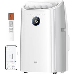 DREO Condizionatore Portatile 10.000 BTU AC per Camera da letto, Raffreddamento Senza Drenaggio, Silenzioso, Controllo Tramite Applicazione/voce, Timer 24 ore, con Ventola e Deumidificatore