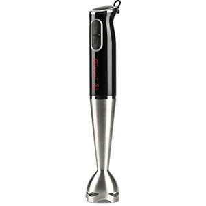 Girmi MX03 Frullatore a Immersione, 400 W, Motore DC, Fusto lungo 19 cm e lame INOX, 2 Velocità, Impugnatura ergonomica, Nero/Acciaio