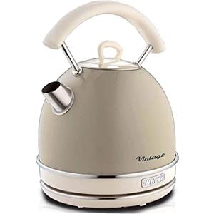 Ariete Bollitore Vintage 2877, Bollitore Elettrico con Livello Acqua Visibile, Base Cordless 360°, Spegnimento Automatico, Impugnatura Ergonomica, Capacità 1,7 L, Acciaio Inossidabile, 2000W, Beige