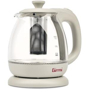 Girmi BL41 Bollitore+Tisaniera, 1100W, 1L, Caraffa Graduata in Vetro, Filtro Smontabile INOX, Sistema di Sicurezza anti-surriscaldamento, Base con rotazione 360 ° con avvolgicavo
