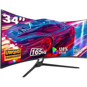 Gawfolk awfolk Monitor Gaming Curvo 34" Ultrawide, UWQHD 3440x1440, 165Hz, AMD FreeSync, VESA