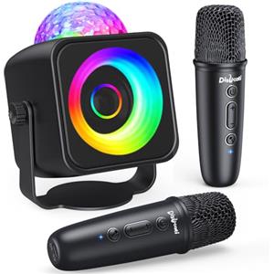 Dislocati Disco Karaoke per Bambini con 2 Microfono Bluetooth Wireless Bambini e Adulti, Regalo Bambino 3-15 Anni Maschio Adulti Con Supporto Rimovibile e Luci LED da Discoteca