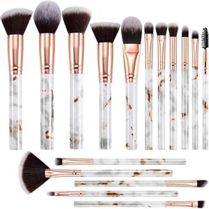 DUAIU Pennelli Make Up DUAIU 16 Pezzi Set Di pennelli Trucco Fondotinta Cipria Crème Liquido Professionali Pennelli Per Volto Ombretti e Sopracciglio Adatto Per Liquidi, Creme, Polveri, ecc.