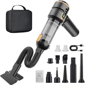 HOVIN Aspirapolvere Auto - 23000Pa Aspirabriciole Senza Fili Potente, 3vel Aspirapolvere Portatile Rica, Questo Mini Aspirapolvere Utilizzabile come Gonfiatore Elettrico, Soffiatore e Pompa a Vuoto, 6000mAh
