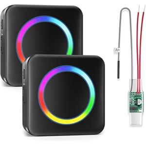 BITIWEND Inoltro del Segnale Radio per Citofoni Campanelli Domestici Alimentati in CA/CC, Amplificatore per Campanello, RGB Ricevitore 0-110 dB, 58 Melodie, Set di Espansione radio con Convertitore 3-24V