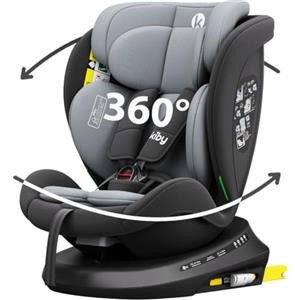 Kiby® Seggiolino Auto Comfy-Fix, ISOFIX i-Size 40-150 cm, Rotazione 360°, Reclinabile, Poggiatesta Regolabile, Contro e Fronte Marcia