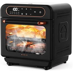OUNIN 12L Fornetto Elettrico, 8 in 1 Forno Pizza e Forno a Vapore, 1100W | Ventilazione 360°, Cottura su Due Ripiani, per Pizza, Lasagne, Arrosti, Pane, Frittura di Mare e Verdure al Vapore