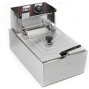 TuliperMood Friggitrice ad olio, friggitrice in acciaio inox, 5,5 litri, 2500 W, riscaldamento rapido, con coperchio, termostato di sicurezza, zona fredda, piedini antiscivolo, cucina professionale con zone
