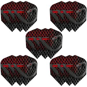 Harrows Taipan - Set di 5 alette per freccette (15 alette totali), 100 micron, extra resistenti, realizzate nel Regno Unito, accessori professionali per freccette, colore rosso