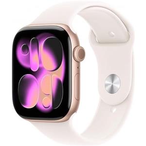 Apple Orologio Serie 11 GPS + Cellular 42mm Smartwatch con Cassa in Alluminio Oro Rosa con Cinturino Sportivo Light Blush S/M. Punteggio del sonno, Fitness Tracker, Monitoraggio della salute, Display