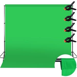 Wusboo Sfondo Foto Verde, 3M x 3M (9,8 x 9,8 piedi) Sfondo Fotografico Verde, Telo Green Screen con 4 Pinze di Fissaggio, Adatto per Fotografia, Streaming dal Vivo e Registrazioni Televisive