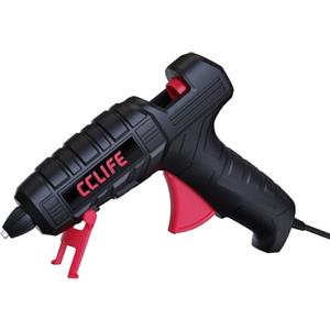 CCLIFE Pistola per colla a caldo da 60 W, potente pistola per colla a caldo con 30 stick di colla a caldo, valvola antigoccia e supporto pieghevole, universale per legno, plastica, cartone e