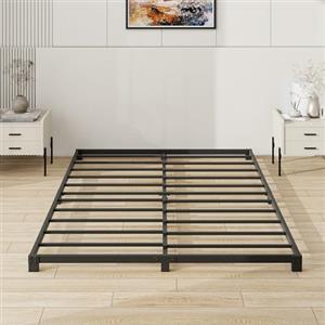 VERFARM Struttura per letto king size bassa da 8 cm, letto in metallo 150 x 200 cm, piattaforma per letto king size da 5ft, resistente, in metallo, con supporto a doghe in acciaio, senza bisogno di
