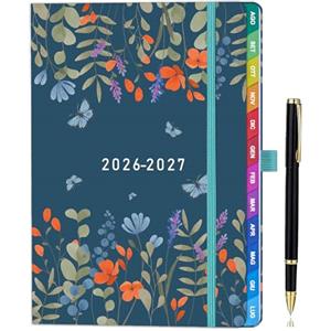 HwxBen Agenda Scolastica 2026-2027 (Agosto 2026 - Luglio 2027) - Agenda Settimanale Verticale con Penna, Segnalibro e Tasca Interna, Linguette Mensili, Formato 22,5 × 16,5 cm - Orchidea