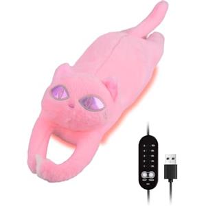 ZimiTeda Tappetino riscaldante a forma di gatto per crampi mestruali con alimentazione USB, calore istantaneo, tappetino riscaldante portatile per alleviare i crampi mestruali (rosa)