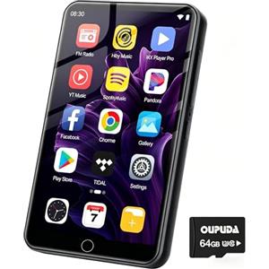 Diofox Android Lettore MP3 con Bluetooth e WiFi, Diofox Lettore MP4 Spotify da 80GB, Amazon Music, Audible, Play Store, Radio FM, Lettore Musicale Digitale con touch screen da 4,0 pollici e Altoparlante-Nero