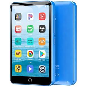 Diofox Lettore MP3 Diofox 80GB con Bluetooth e Wi-Fi, Lettore MP3 Android Spotify, Amazon Music, Audible, Lettore MP4 con touchscreen da 4 pollici, Musica in streaming, Play Store, Radio FM, Deezer - Blu