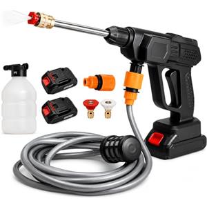 FENIX HOME Idropulitrice a Batteria 42V Portatile Professionale, 2 Batterie 8000mAh, Tubo 5M, Pistola Alta Pressione Senza Fili per Auto, Moto, Bici, Pavimenti, Giardino e Pulizia Esterni