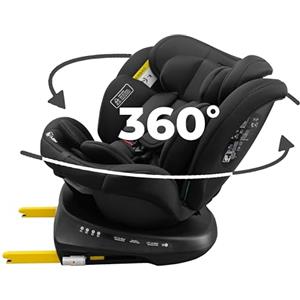 KidsZone Seggiolino Auto 0-36 kg Isofix Girevole Gruppo 0/1/2/3, 40-150 cm | i-Size, Top Tether, 0-12 anni, Schienale Reclinabile in 5 Posizioni, Poggiatesta Regolabile Fino a 24 cm, Inserto Riduttore