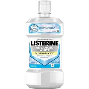 Listerine Advanced White Gusto Delicato Collutorio 500ml - Zero Alcol, Denti più Bianchi in 1 Settimana