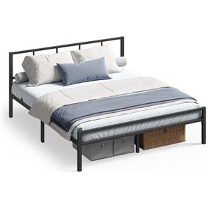 VASAGLE Struttura Letto Matrimoniale 160 x 200 cm, Testiera, Telaio Letto in Metallo, Regge Fino a 500 kg, Facile da Montare, per Camera da Letto, Nero Inchiostro RMB295B101
