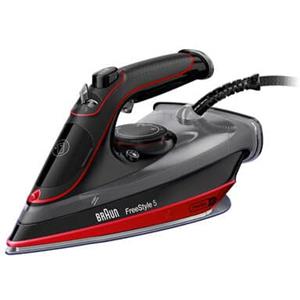 Braun TexStyle 5 - Ferro da stiro a vapore, Manico aperto ergonomico, FreeGlide3D, 2700W, 300ml, Rosso/Nero (SI5057RD)