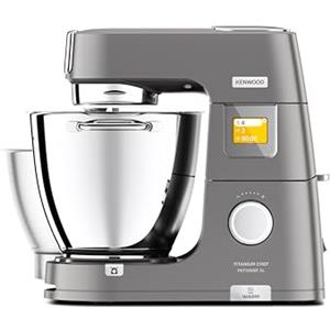 Kenwood KWL90.004.SI Titanium Chef Patissier XL Impastatrice Planetaria, 4 Ganci e Fruste per Impastare, Montare e Miscelare, 2 Ciotola da 5L e 7L, Paraschizzi