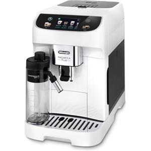 De'Longhi Magnifica Plus ECAM320.60.W, Macchina Caffè Automatica, Sistema LatteCrema Hot per Cappuccino Automatico, 4 Ricette, Display Colorato Soft Touch, Funzione Extra Shot, Funzione x2, Bianca