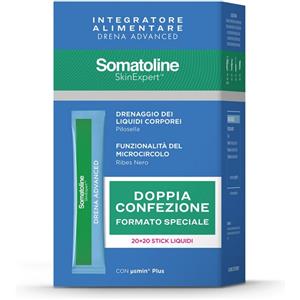 Somatoline Skin Expert Drenante Advanced - Integratore Alimentare Drenante, 2 x 20 Stick, Gusto Fico d'India