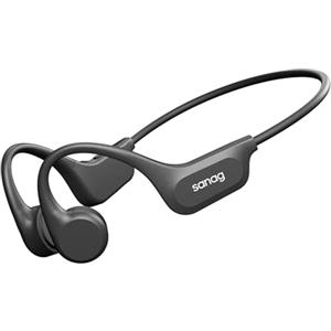 SANAG Cuffie Conduzione Ossea, Bluetooth 5.3 Cuffie Sportive Wireless, Impermeabili IPX8 con Memoria Integrata, Design Open-Ear, Tasti Fisici Tattili, per Corsa, Fitness e Nuoto, Nero
