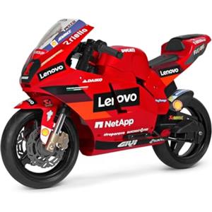 Peg Perego PEG Ducati GP Moto Elettrica Cavalcabile per Bambini dai 3 Anni, Ruote Stabilizzatrici, Batteria Ricaricabile da 12V, Clacson, Rombo Motore, Velocità fino a 7,6 km/h