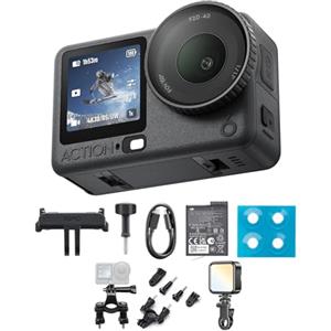 DJI Osmo Action 6 Combo Essenziale, 4K action cam con sensore quadrato 1/1,1″, apertura variabile da f/2,0 a f/4,0, resistente al freddo, batteria da 4 ore (Cleaning kit + protective case)