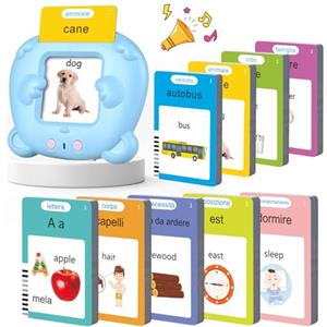 VISATOR Talking Flash Cards 510 Parole Schede Flash Cards Parlanti Flash Cards Flash Cards Bambini Giocattoli Educativi per Bambini 3+ Anni Autismo Giochi Regali di Compleanno Giochi Montessori (Blu Italiano)