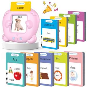 VISATOR Talking Flash Cards 510 Parole Schede Flash Cards Parlanti Flash Cards Flash Cards Bambini Giocattoli Educativi per Bambini 3+ Anni Autismo Giochi Regali Compleanno Giochi Montessori (Rosa Italiano)