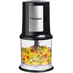 Bestron Tritatutto elettrico, tritatutto universale con due coltelli da taglio e capacità 500 ml, grande pulsante a pulsante, 400 Watt, colore: Argento