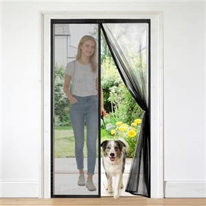CH JINGMIN Zanzariera Magnetica per Porta 100x280 cm Senza Foratura Maglia Fine, Tenda Magnetica per Porte Versione Aggiornata, Adatta a Balconi Camere Porte Scorrevoli, Diversi Spazi Nera Varie Taglie