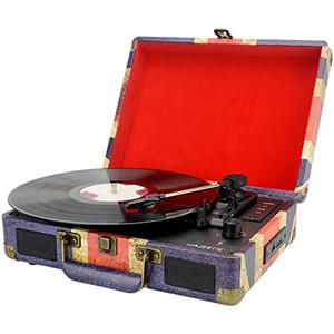 Majestic TT-43 BT/USB/SD/AX, Valigetta Giradischi 33/45/78 Giri Portatile con Bluetooth e Ingressi USB/SD Recorder, Bandiera UK