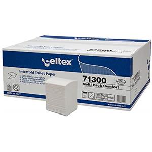 SGWEB Professional Carta Igienica Interfogliata Celtex 36 Confezioni Fogli Intercalati Pura Cellulosa 2 Veli Morbida e Assorbente per Dispenser Bagno Professionale Alta Qualità
