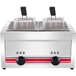 Deep Fryer Friggitrice A Gas da 10/20/30 Litri, Friggitrice Multifunzione A GPL, Potenza di Fuoco Regolabile, Friggitrice A Gas Professionale, Cestello E Coperchio Staccabili in Acciaio Inossidabile