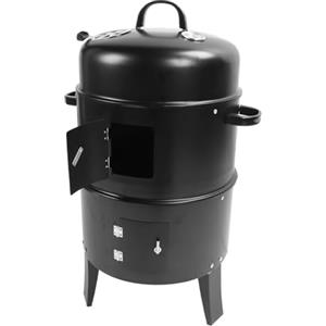 EVTSCAN Affumicatore a carbone verticale 3 in 1 Griglia per barbecue a 3 strati Griglia per barbecue con termometro per cucinare