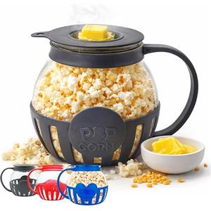 Netrox - Popcorn Maker per Microonde Senza Olio 3L - Ciotola in Vetro, BPA Free, Lavastoviglie - Popcornmaschina Fettfreie, Snack Healthy per Serata Cinema Famiglia, Idea Regalo